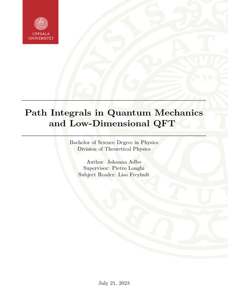 Path Integrals in Quantum Mechanics | PDF | Hamiltonian Mechanics ...