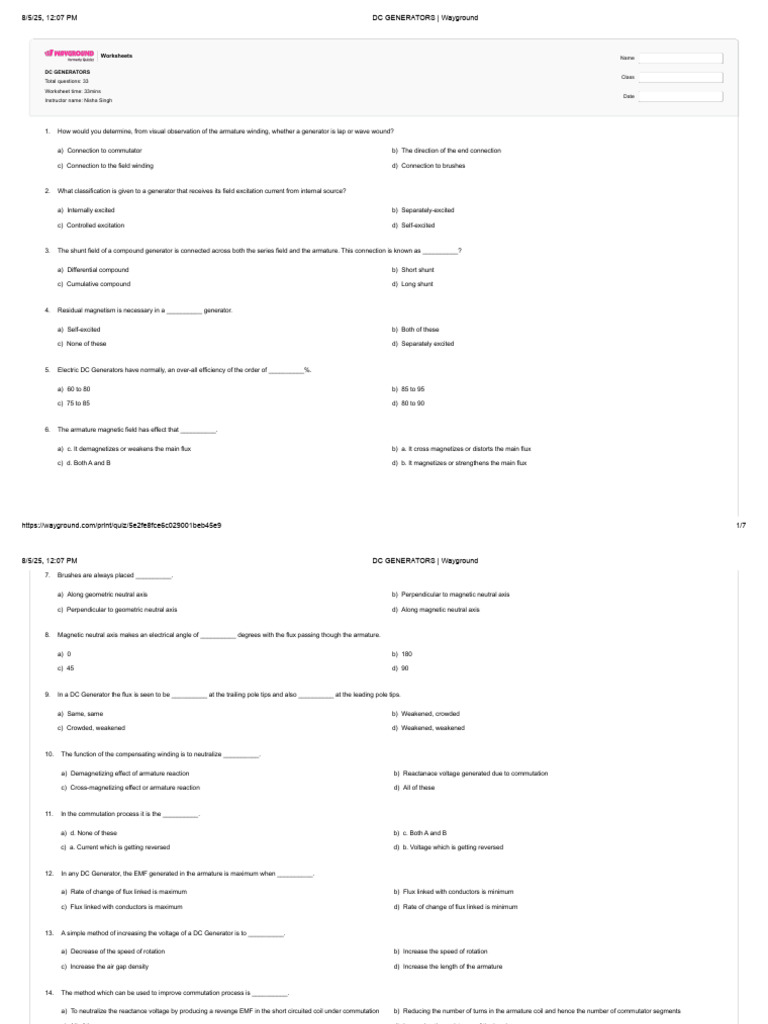 Dc Generators _ Wayground | PDF | Electric Generator | Electrical ...