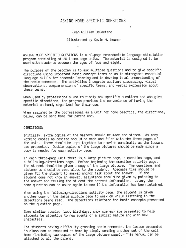 G801 Asking More Specific Questions New | PDF