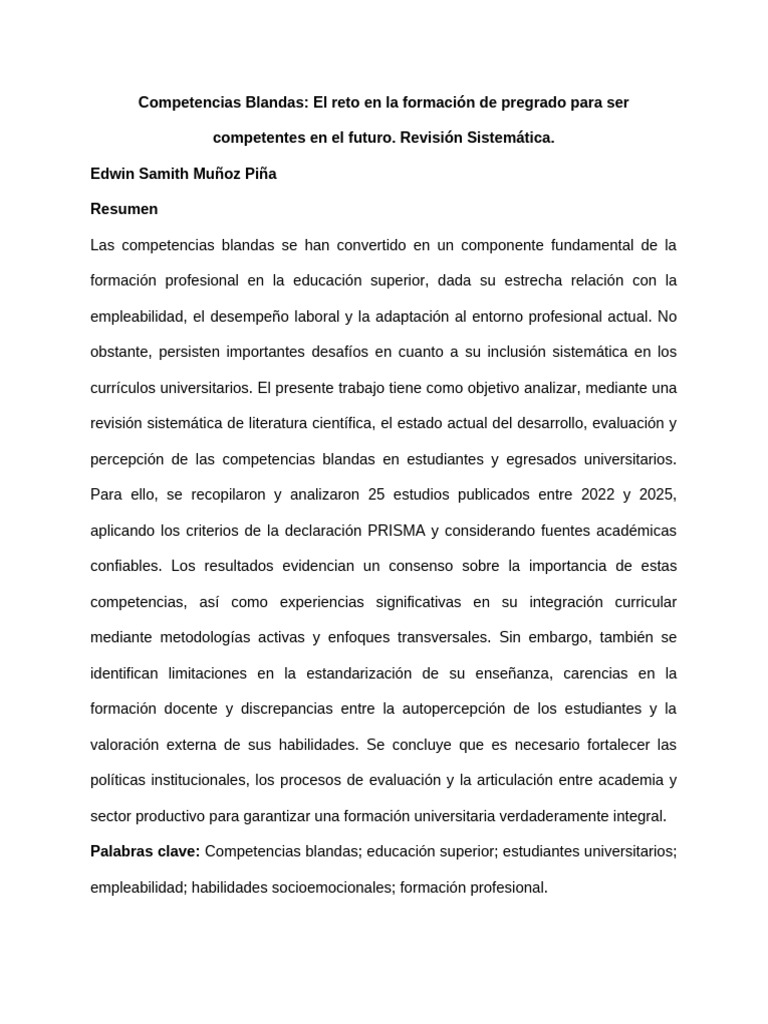 Competencias Blandas en Educación Superior | PDF | Evaluación | Plan de ...