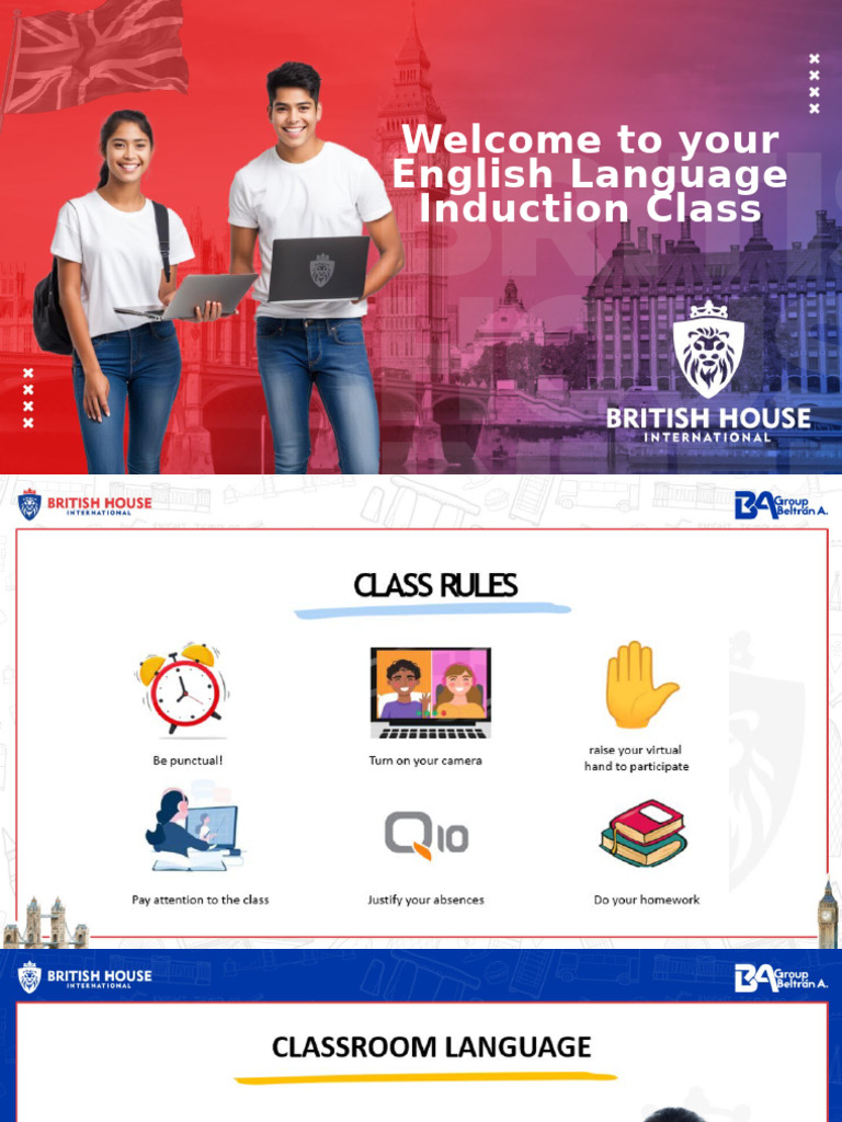 English Induction Class: Days & Commands | PDF