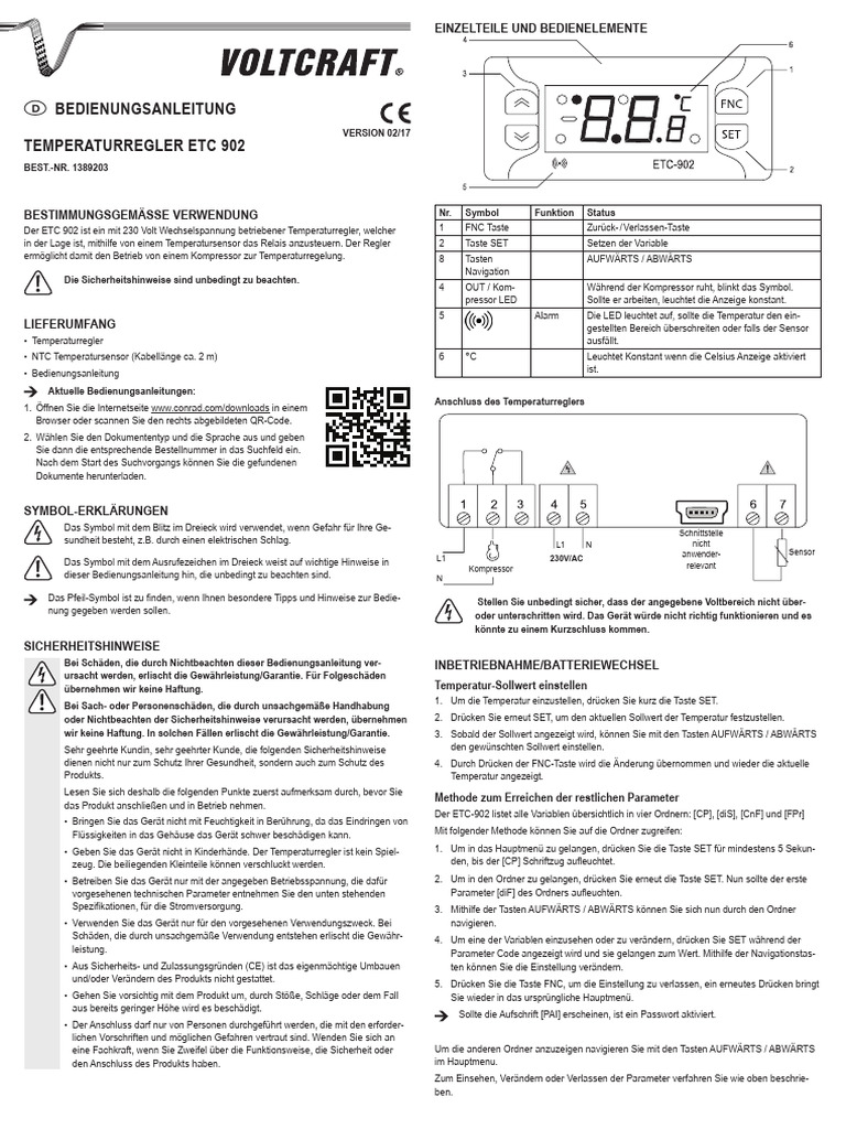 Elitech Etc-902 Temperature Controller Manual | PDF
