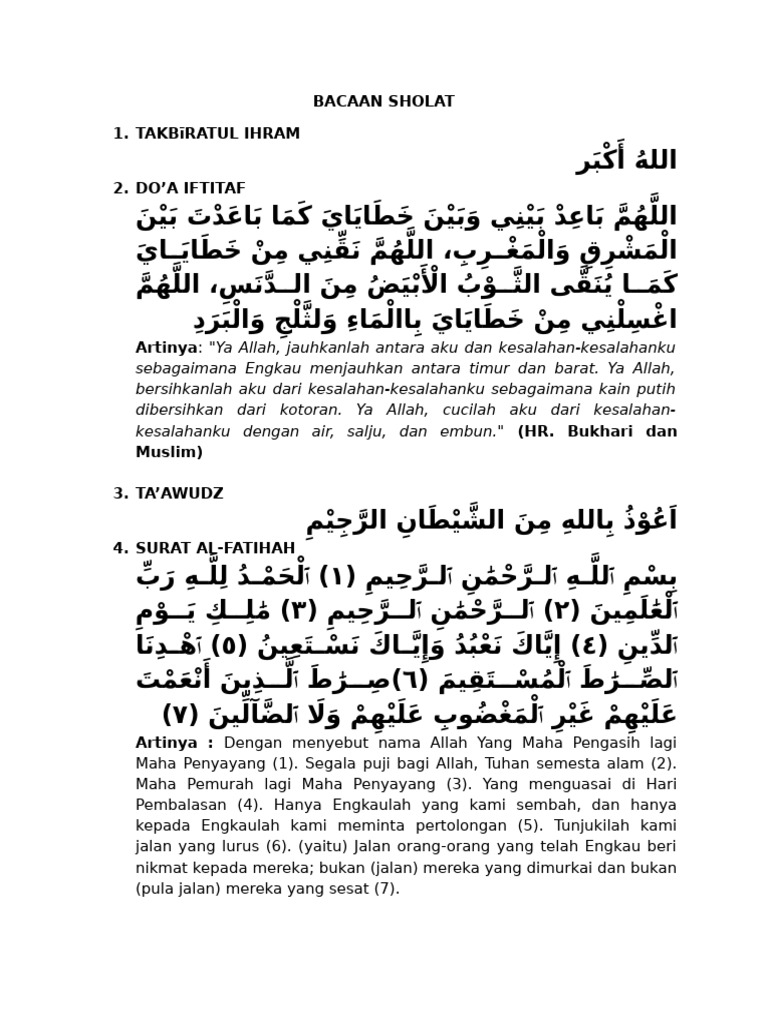 Panduan Lengkap Bacaan Sholat | PDF