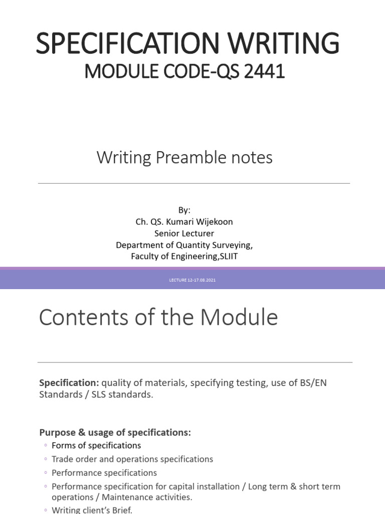 Specification Writing for Construction Projects | PDF | Specification ...