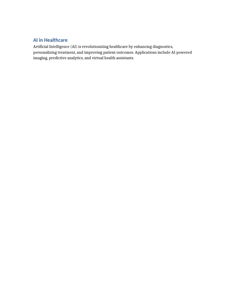 AI in Healthcare | PDF
