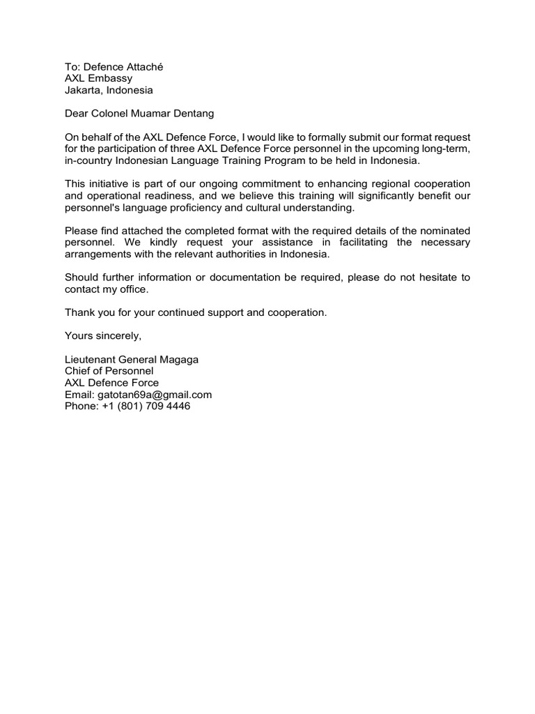 AXL Defence Force's Request | PDF
