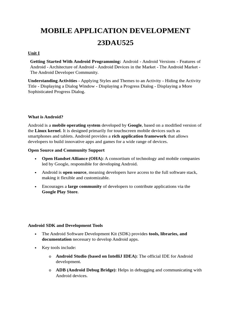 Overview of Android Development | PDF | Android (Operating System ...