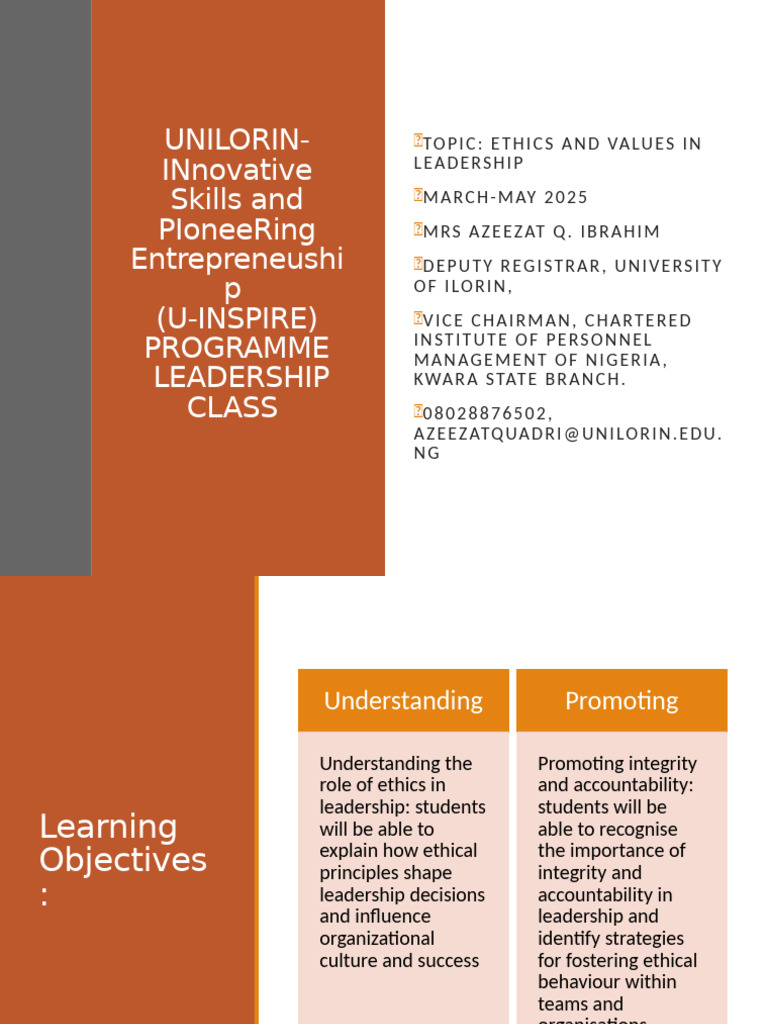 Ethics and Values in Leadership | PDF | Leadership | Value (Ethics)