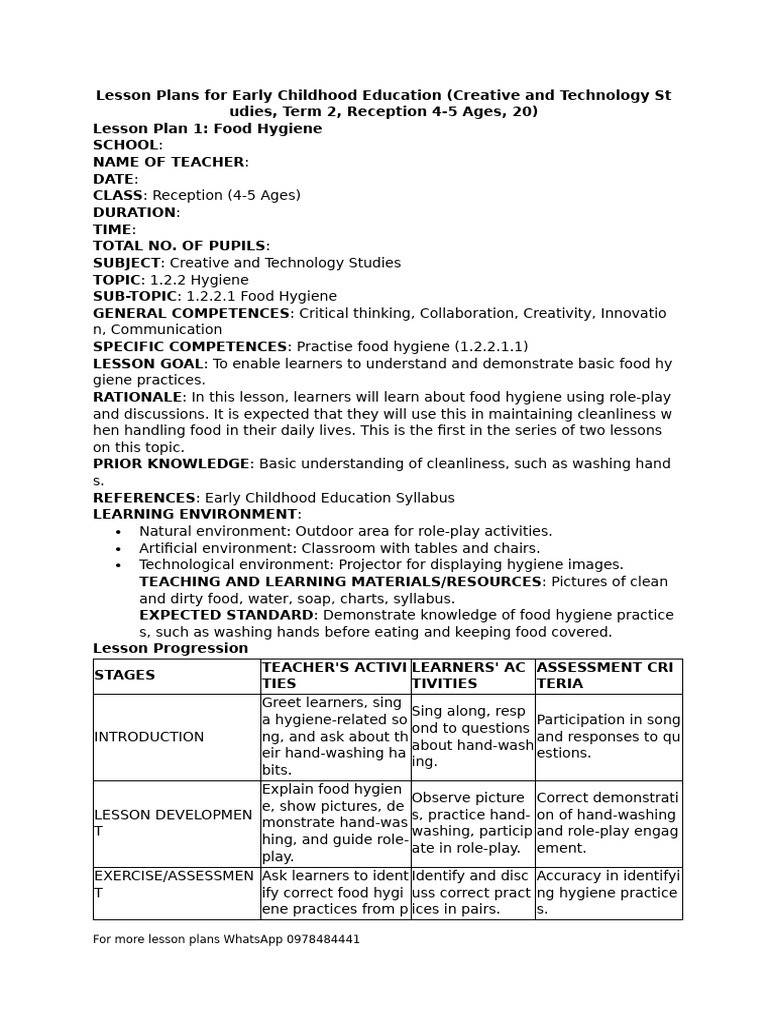 Grade 4 Food and Personal Hygiene Lessons | PDF | Lesson Plan | Toothbrush