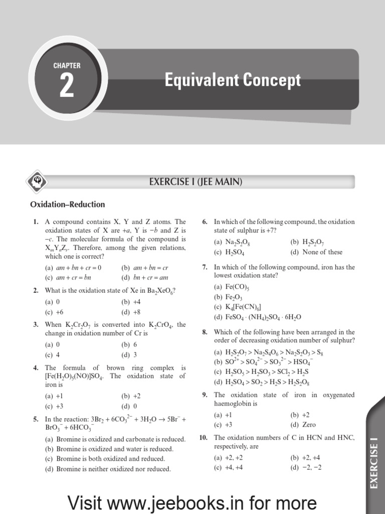 Oxidation States and Equivalent Weights | PDF | Redox | Chemical Reactions