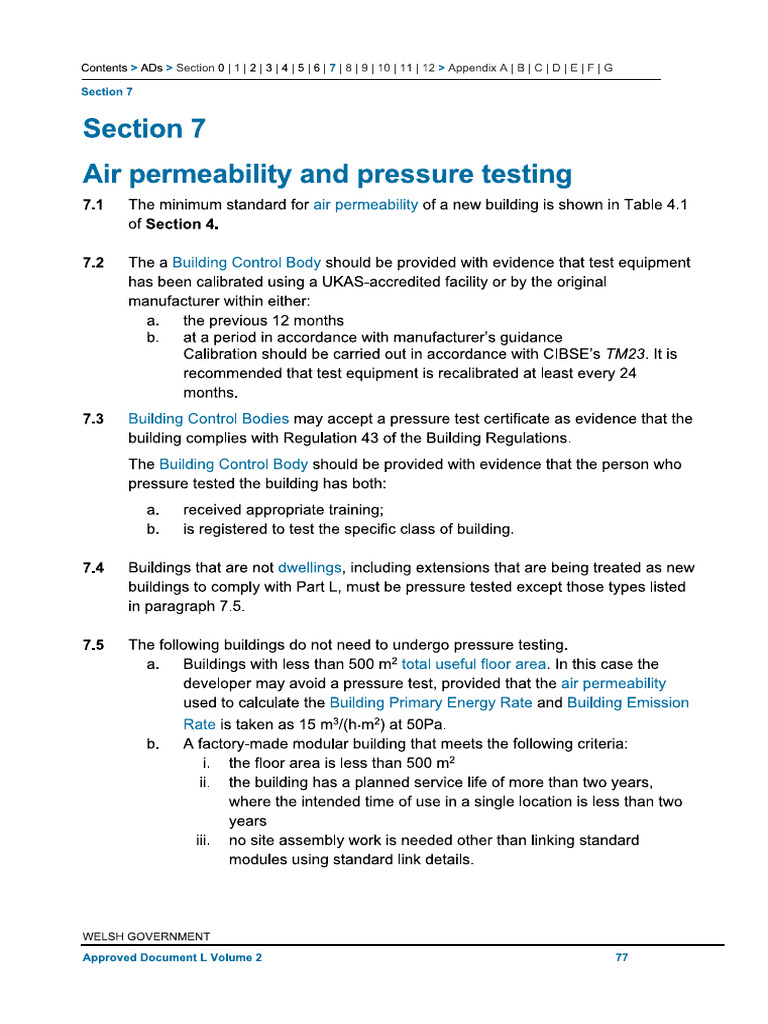 Sec 7 Air Permeability and Pressure Testing | PDF