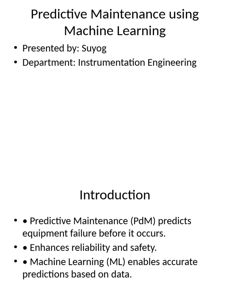 Machine Learning in Predictive Maintenance | PDF