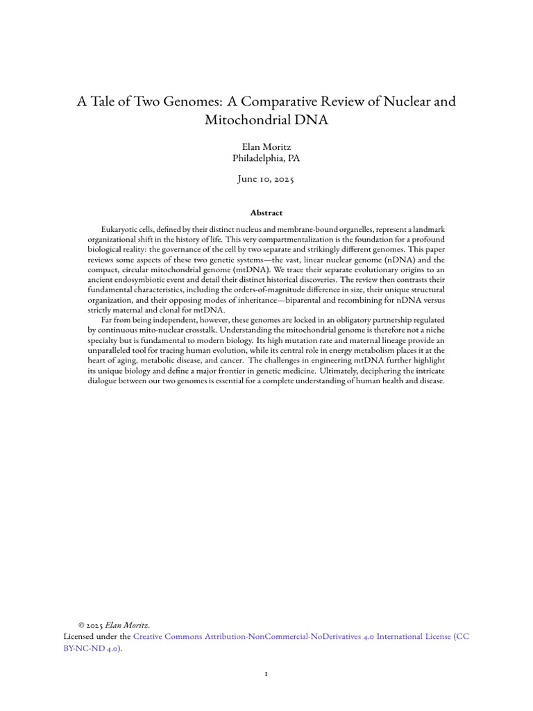 Comparative Review of DNA Genomes | PDF | Mitochondrial Dna | Mitochondrion