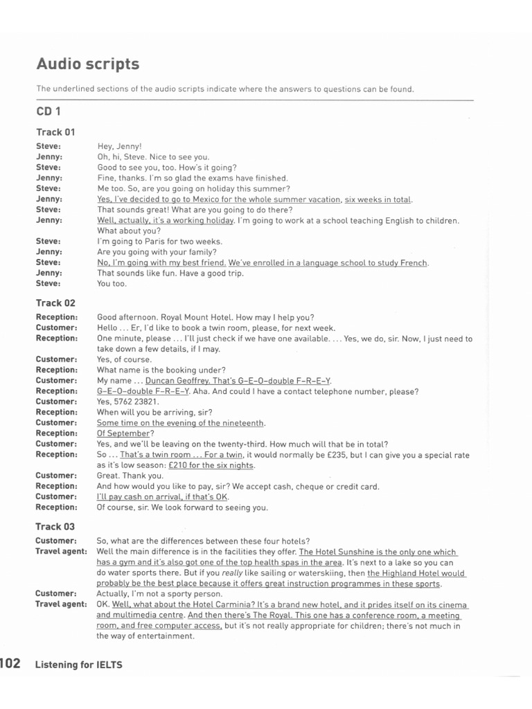 Tapescript - Listening For Ielts | PDF