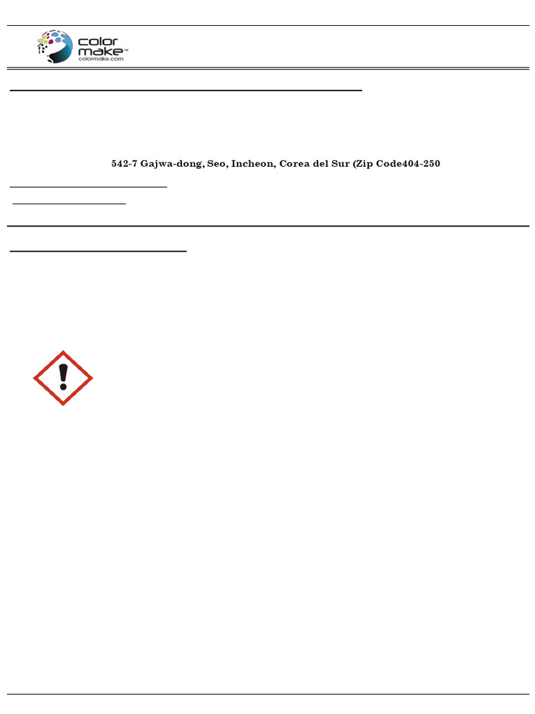 Ficha de Seguridad Tinta Color Make Chemtech | PDF | Agua | Color