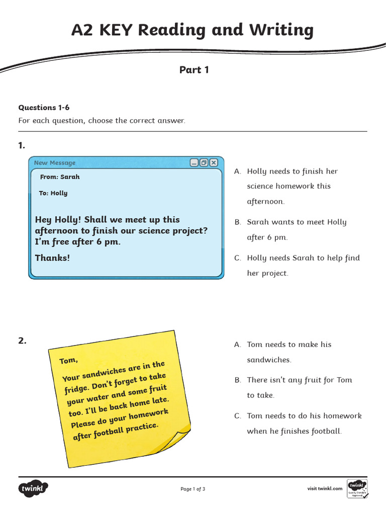KET Writing Practice Exercises | PDF