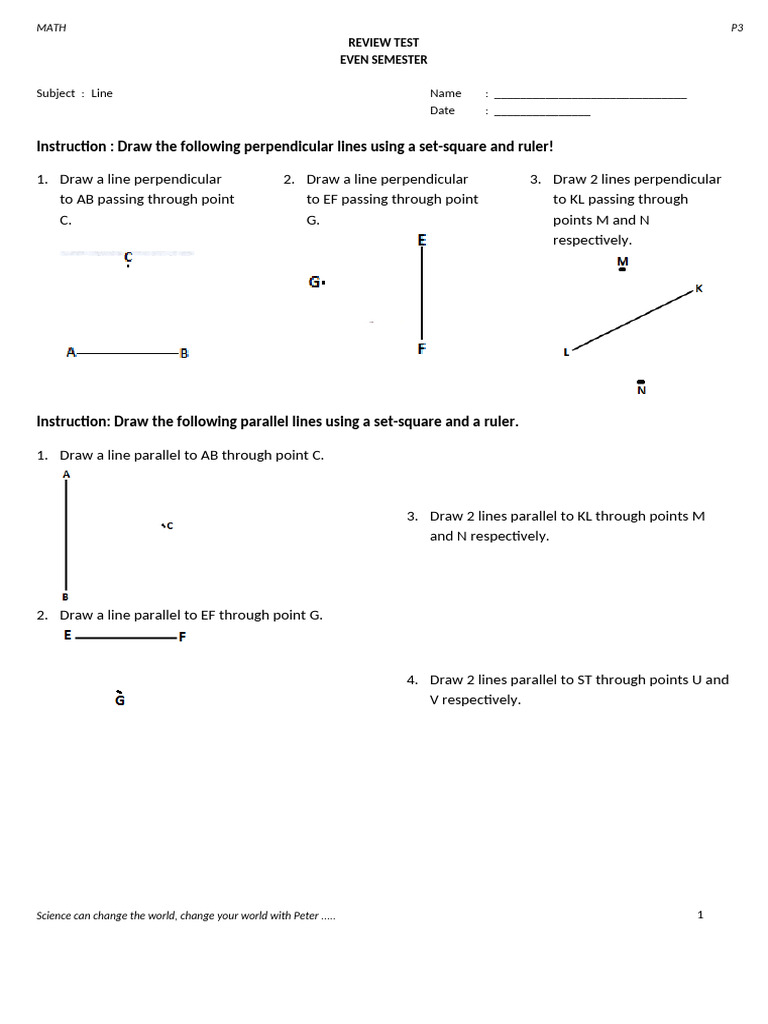 Perpendicular and Parallel Lines Test | PDF