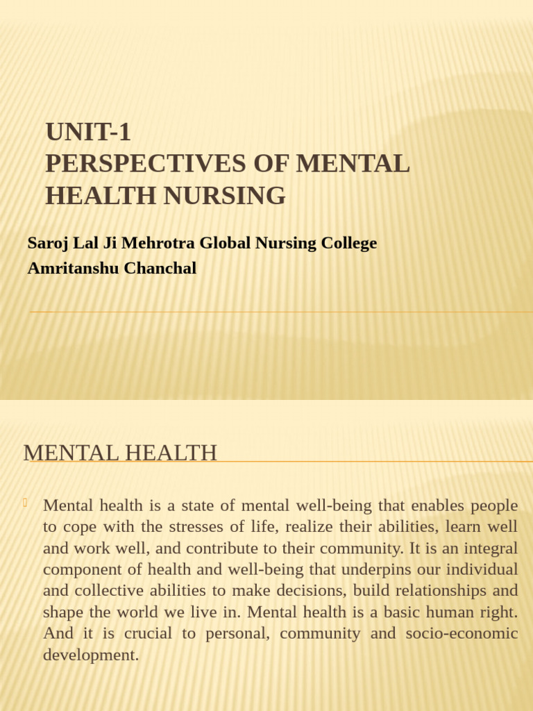 Perspectives on Mental Health Nursing | PDF | Psychiatry | Mental Health