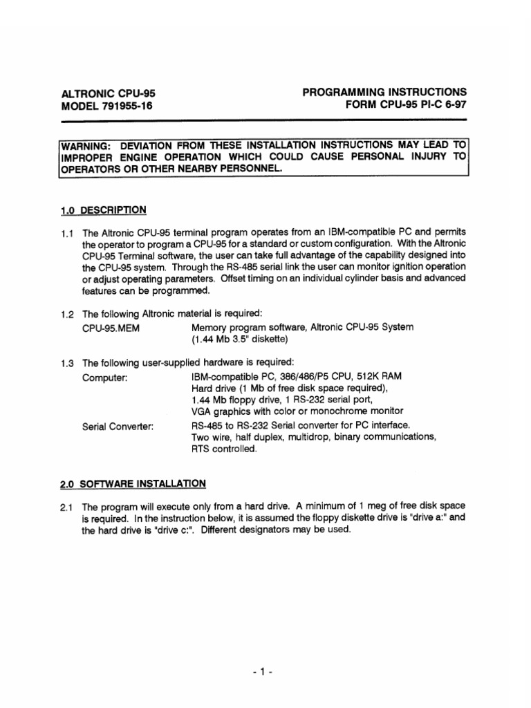 CPU 95C Terminal Program | PDF