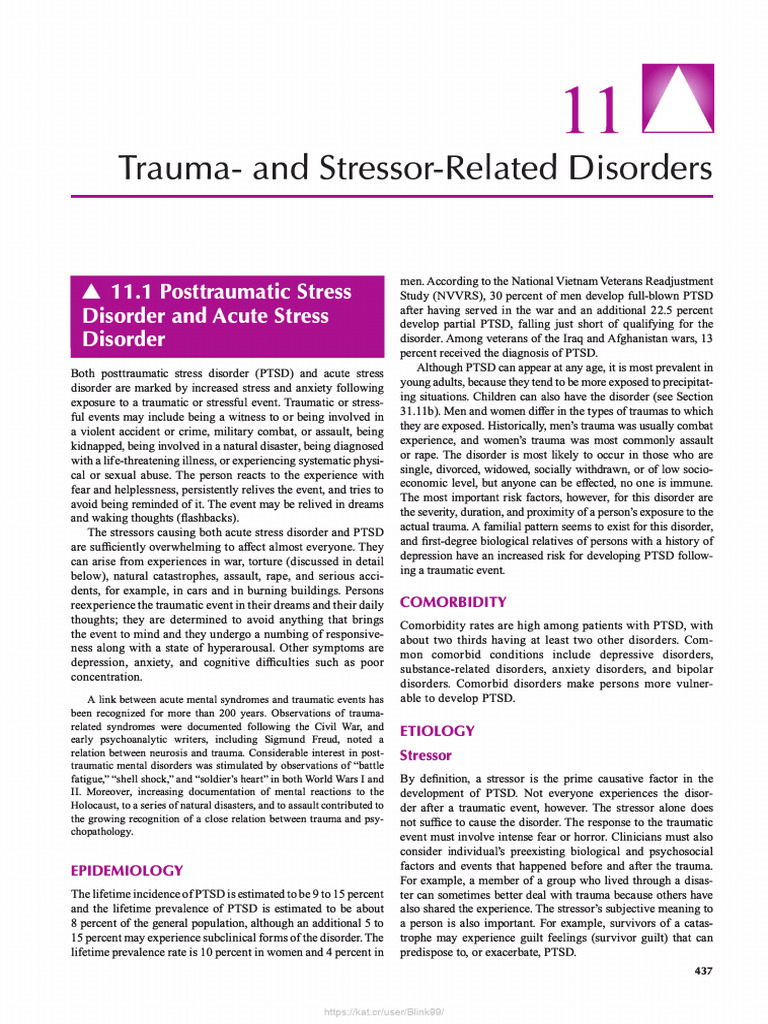 Trauma & Stressor Related Disorder and Dissociative Disorder | PDF ...