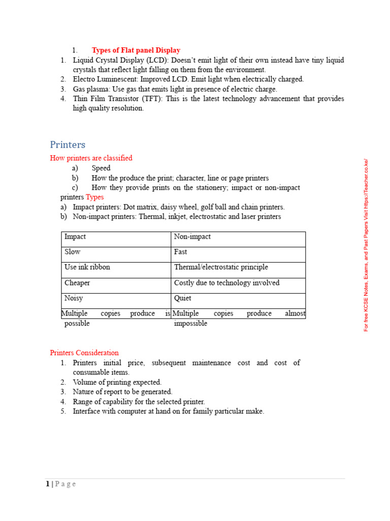 Types of Flat Panel Displays Explained | PDF | Printer (Computing ...