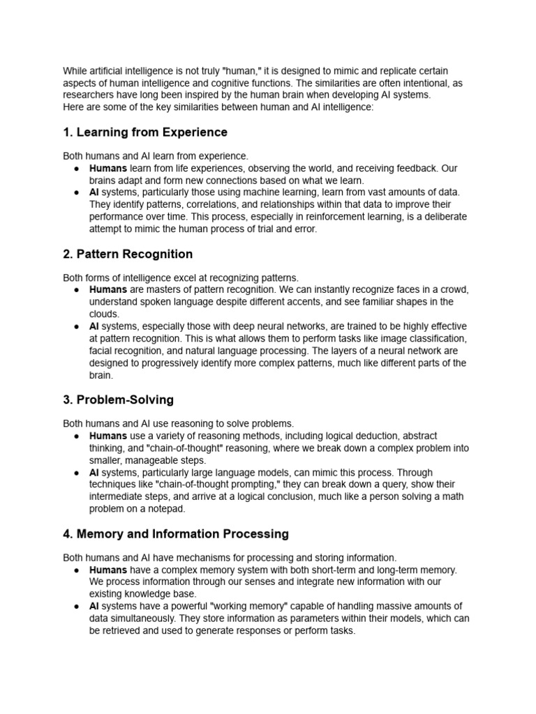 Similarities Between AI and Human Intelligence | PDF | Intelligence (AI ...