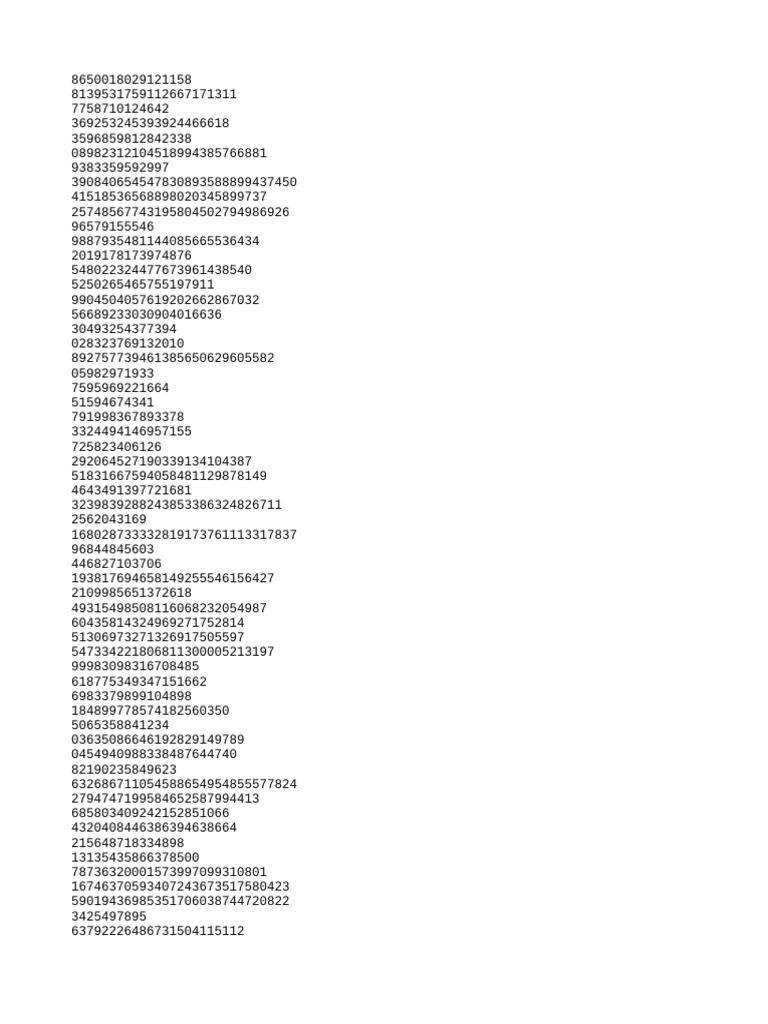 Random Number Strings 4 | PDF