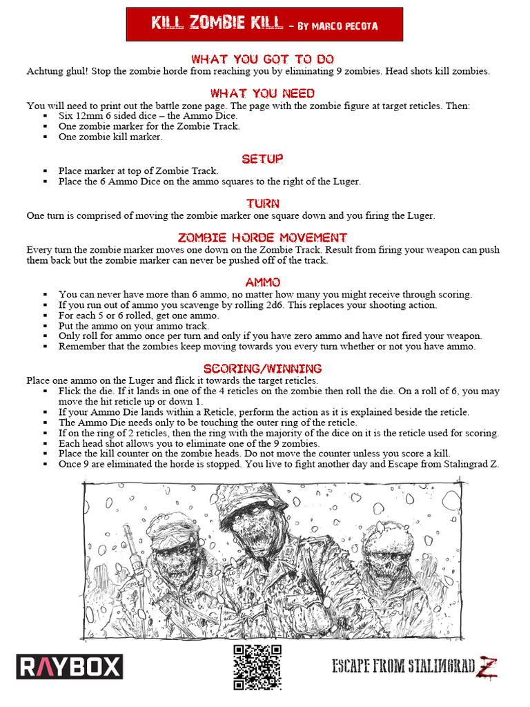 Zombie Kill Game Instructions Guide | PDF
