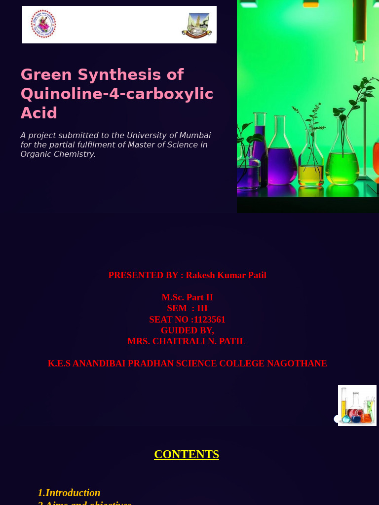 Eco-Friendly Quinoline Synthesis Methods | PDF | Chemical Synthesis ...