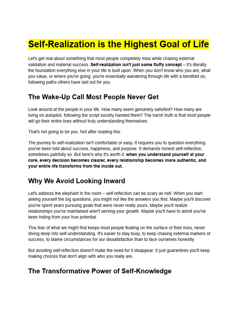 The Journey to Self-Realization | PDF | Self Control | Self-Management