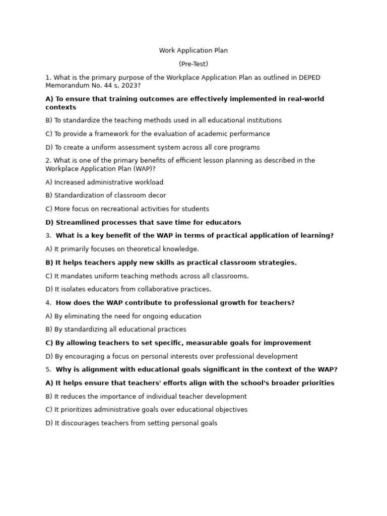 Understanding the Workplace Application Plan | PDF | Teachers ...