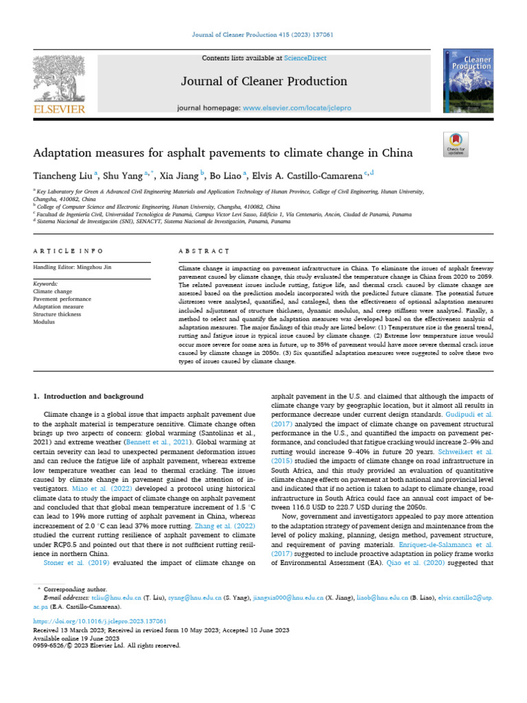 Adaptation Measures For Asphalt Pavements To Climate Change in China ...