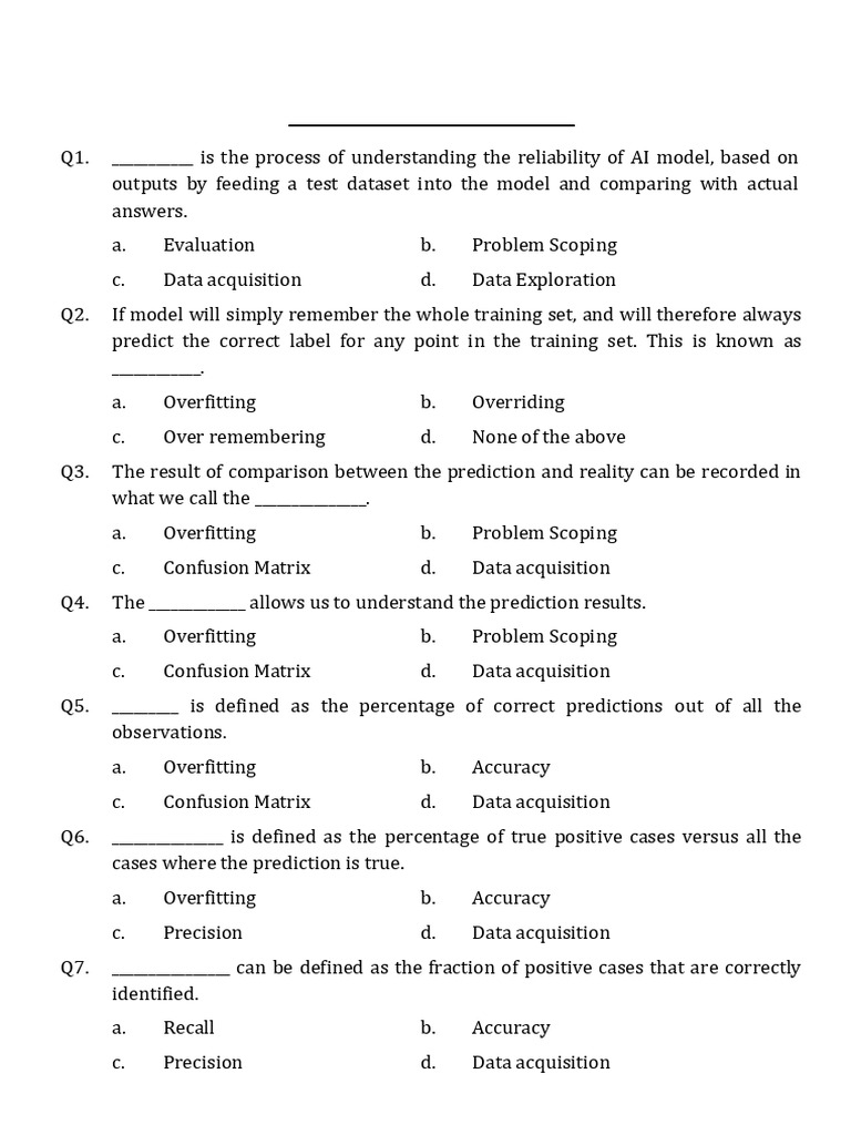 Class 10 AI: Evaluating Models Quiz | PDF | Accuracy And Precision ...