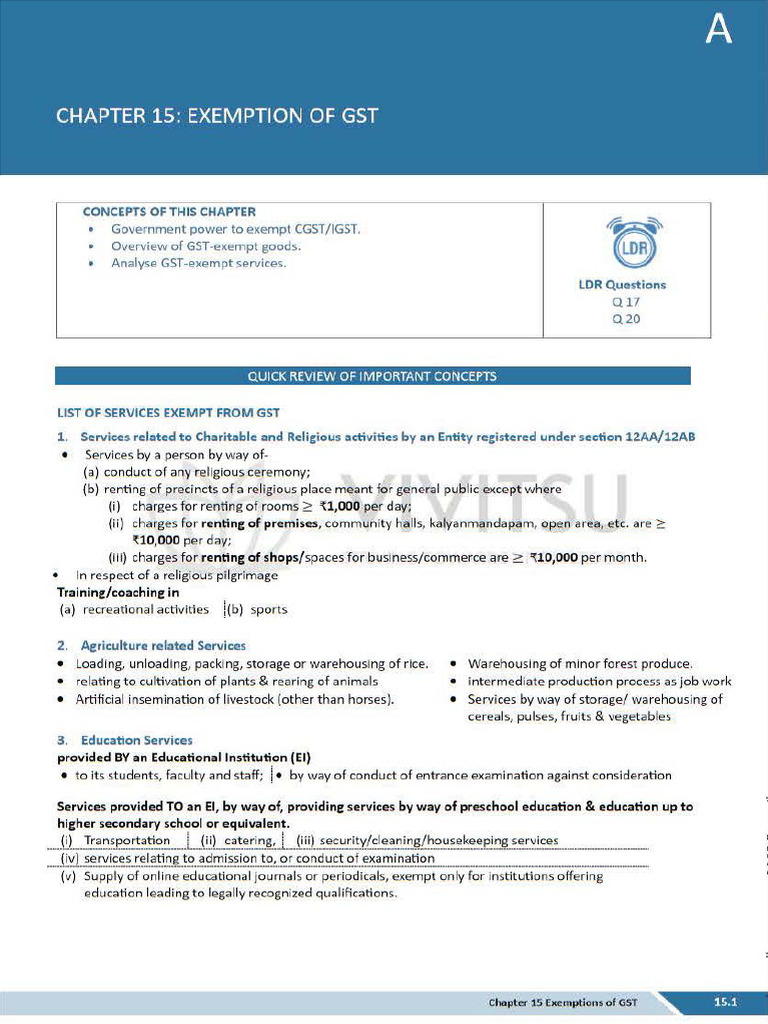 GST Exemptions Overview for Services | PDF | Value Added Tax