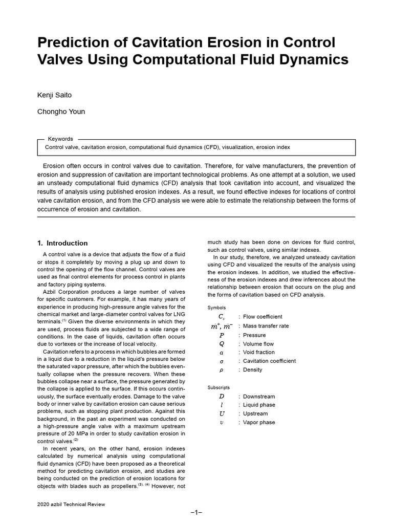 CFD Analysis of Cavitation Erosion in Valves | PDF | Chemical ...