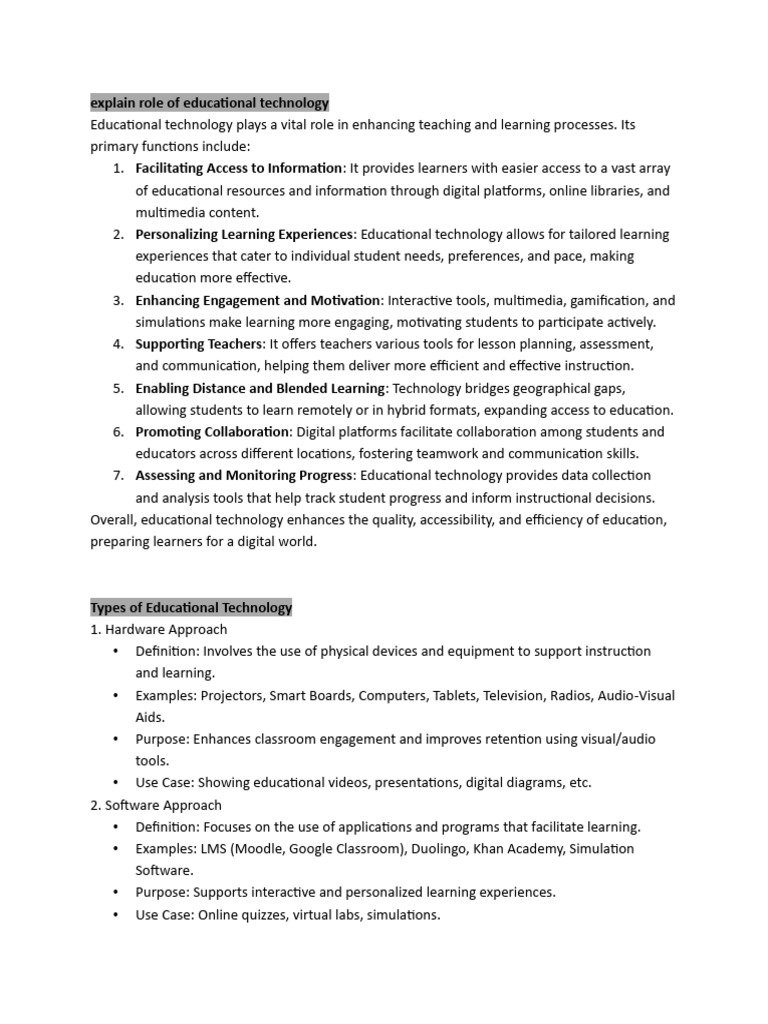 Role of Educational Technology in Learning | PDF | Educational ...