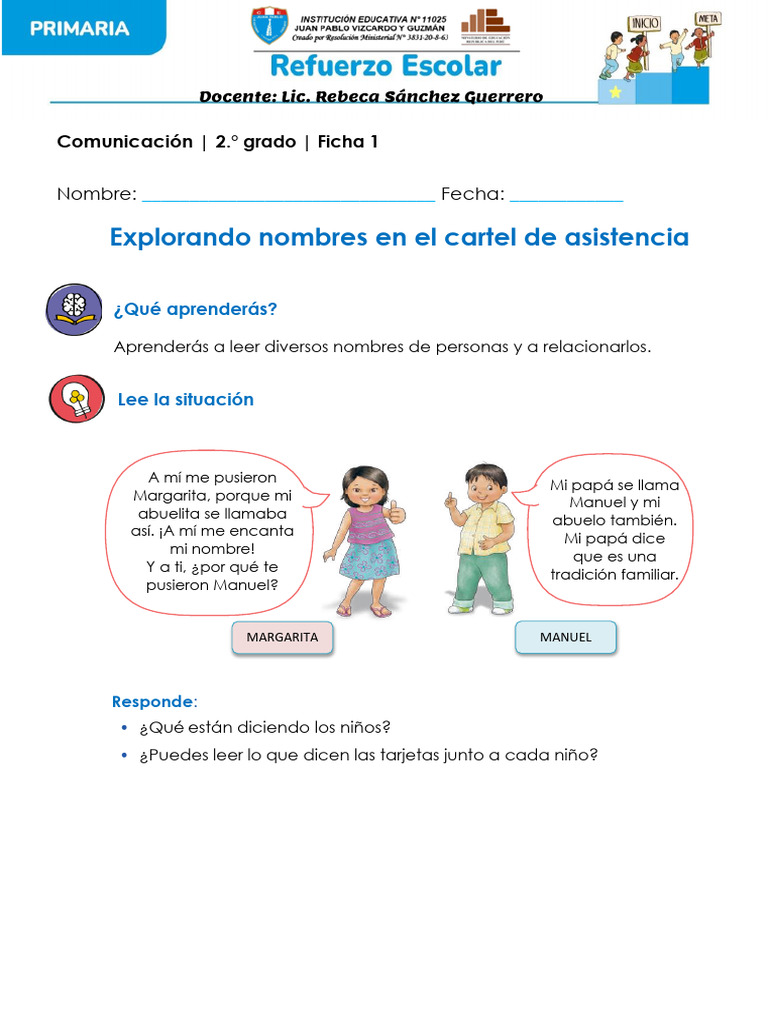 Exploramos Nombres en El Cartel de Asistencia | PDF