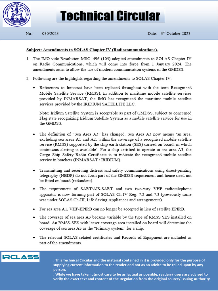 GMDSS Amendments to SOLAS Chapter IV | PDF | Information And ...