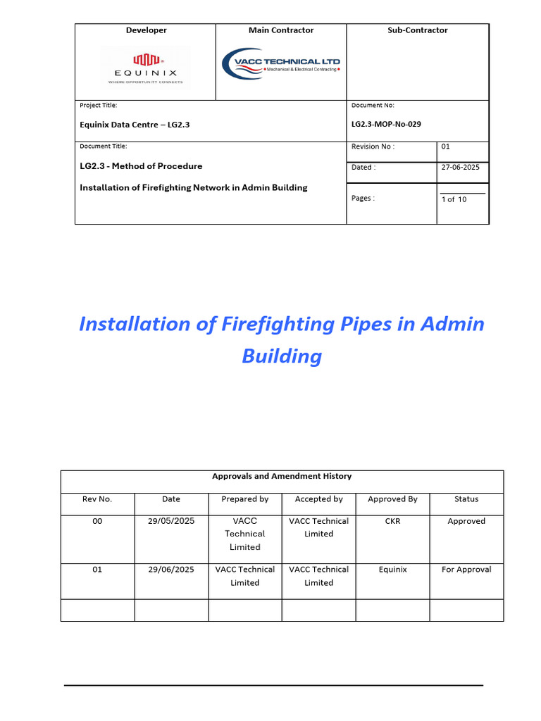 LG2.3 MOP-No 029-01 Firefighting Pipe Installation in Admin Building ...