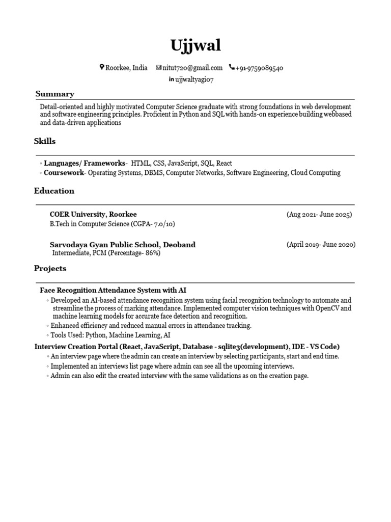 Computer Science Graduate with Web Development Skills | PDF