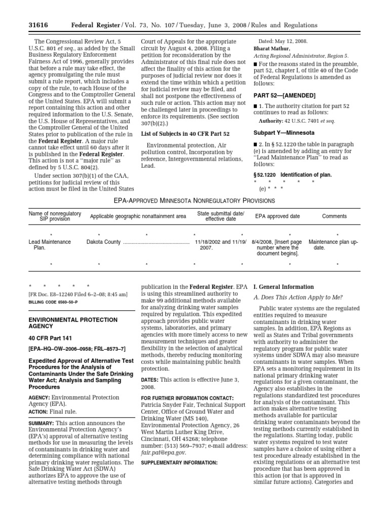 EPA Approves New Drinking Water Tests | PDF | United States ...