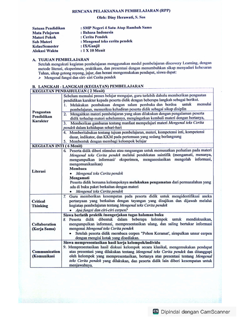 RPP Bahasa Indonesia | PDF