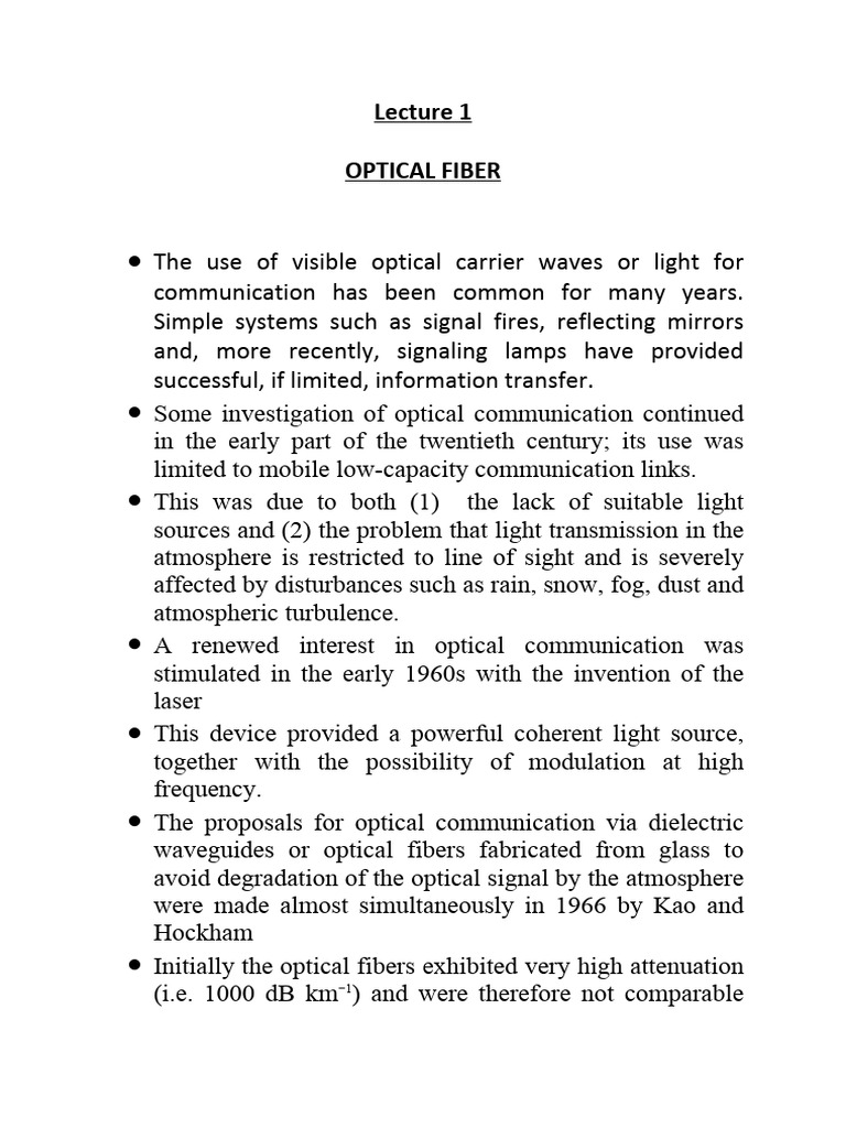 Introduction to Optical Fiber Communication | PDF | Optical Fiber ...