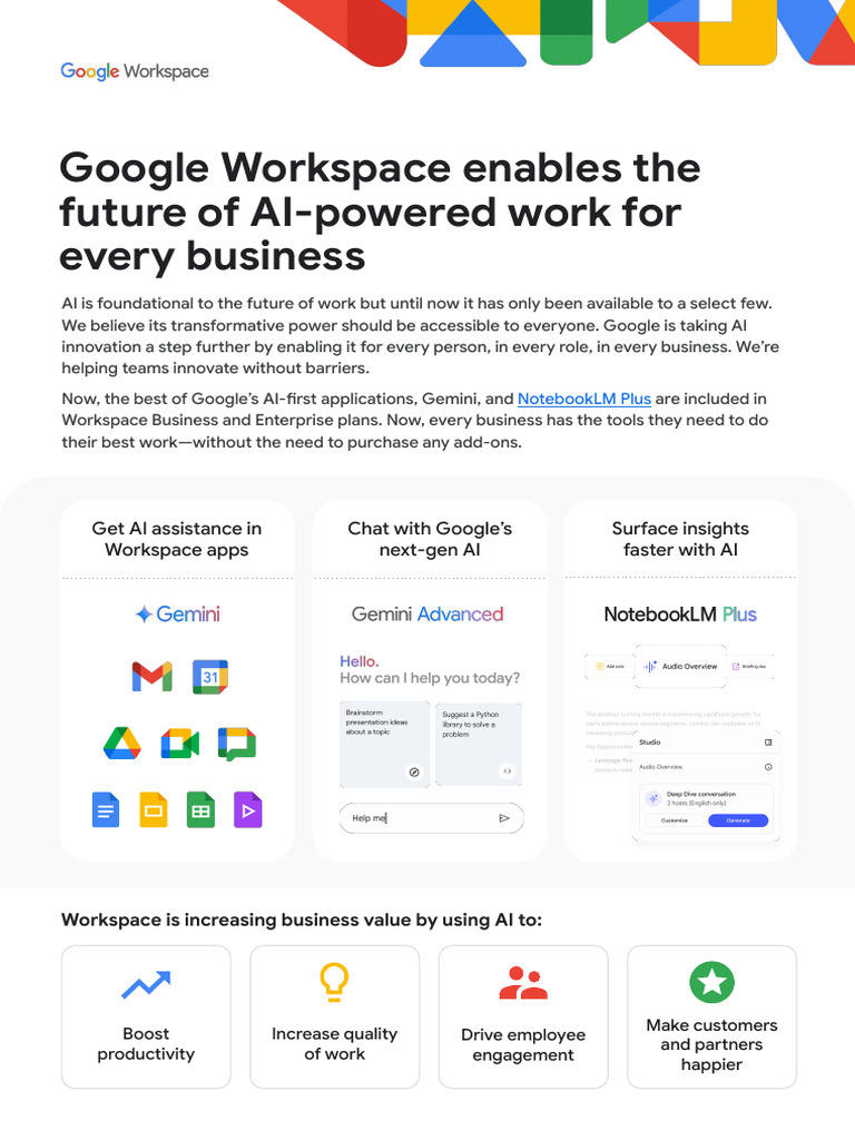 Google Workspace AI For Every Business One-Pager | PDF | Gmail | Computing