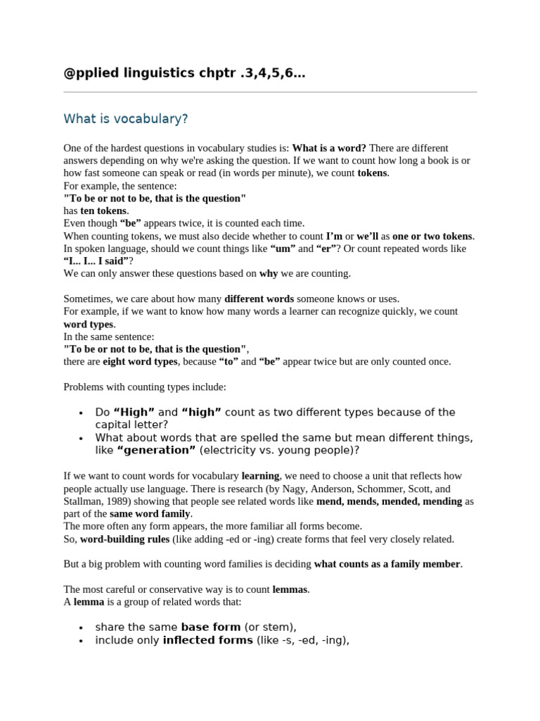 Understanding Vocabulary in Language Learning | PDF | Vocabulary ...