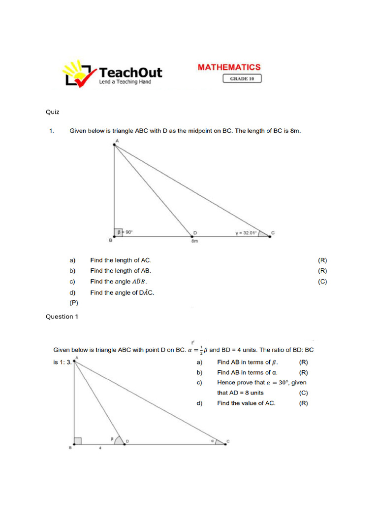 g10 Trig (2D) Worksheet | PDF