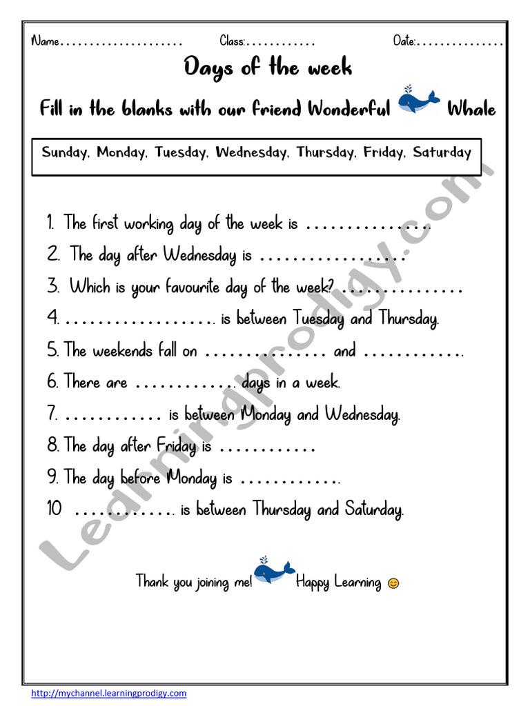 Weeks Fill in 1 | PDF
