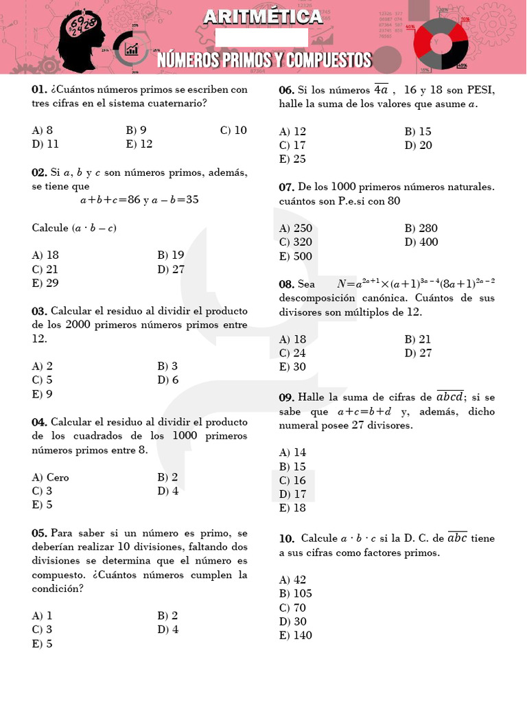 Problemas de Números Primos y Divisores | PDF | Número primo | División
