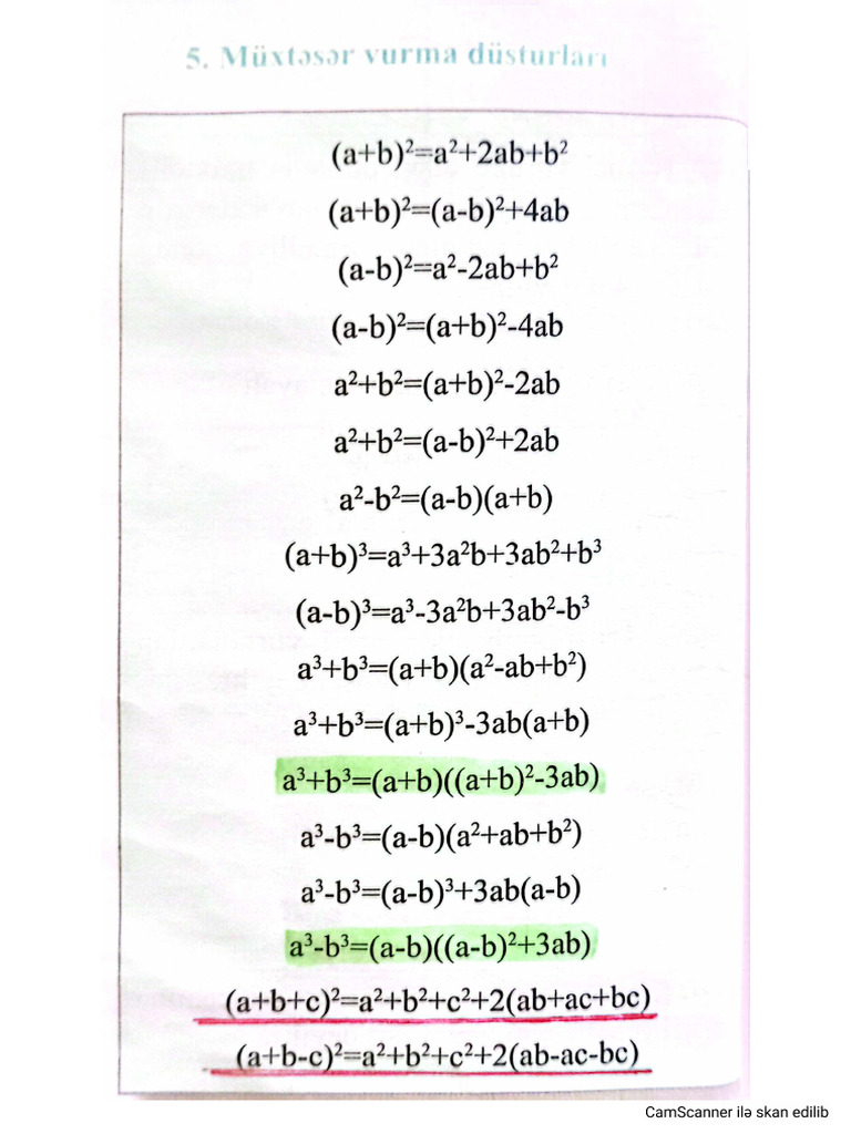 Müxtəsər Vurma Düsturlari | PDF
