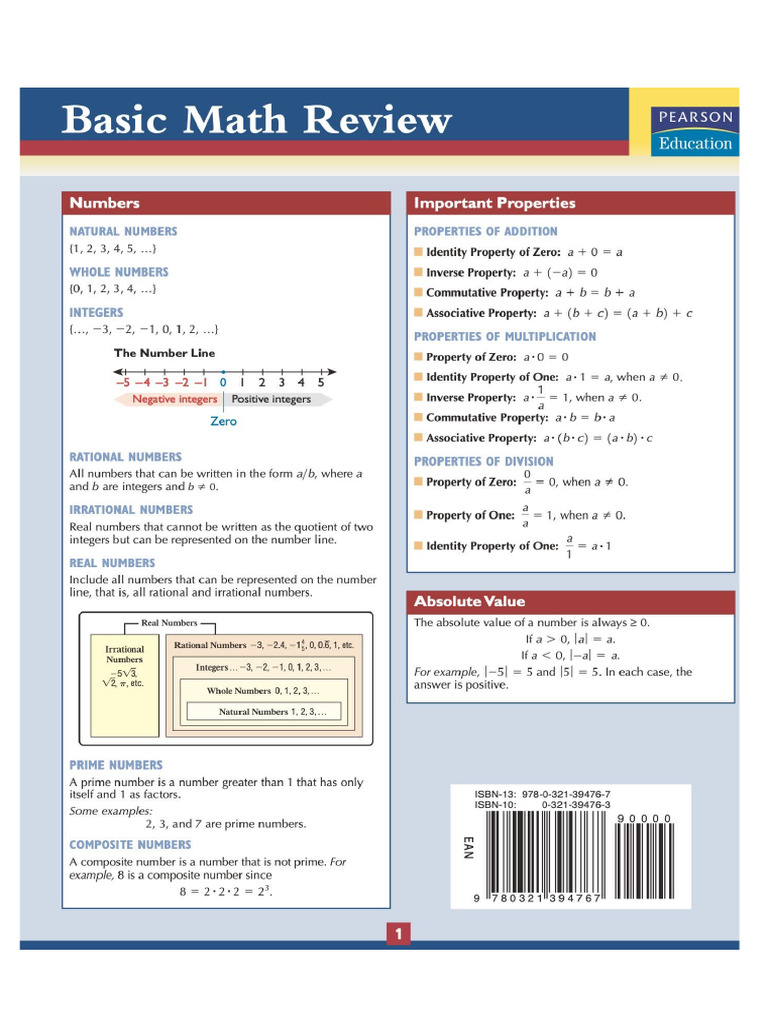 Basic Math Review Card Portrait Edited | PDF